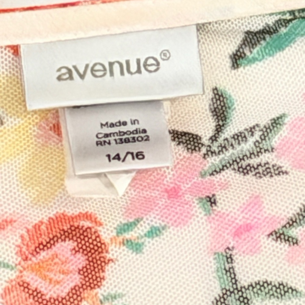 Avenue Floral Kimono Cardigan Open Front Duster Size 14/16 - Picture 9 of 11
